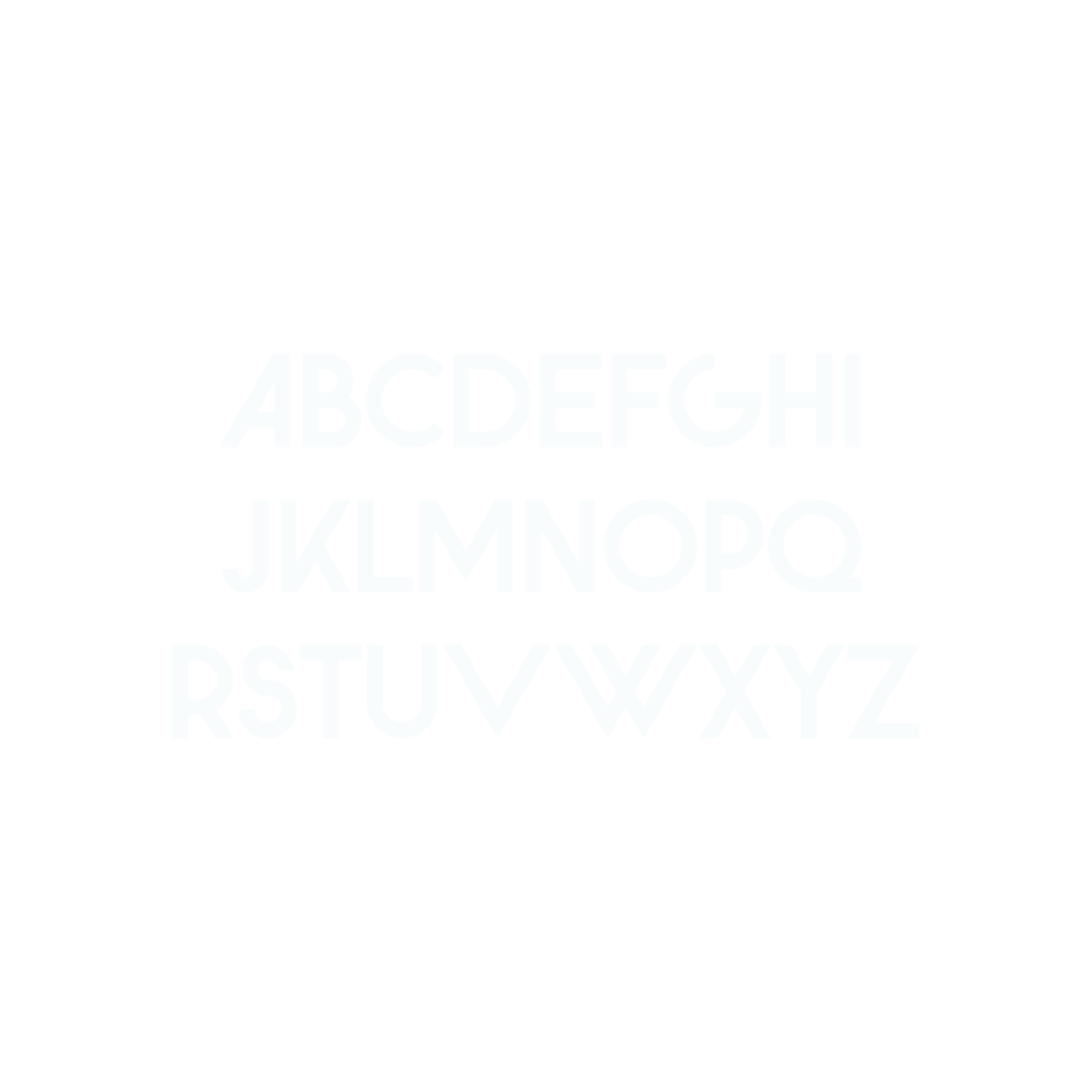 An image showcasing the uppercase characters of the English letters in the Geomatrica font.