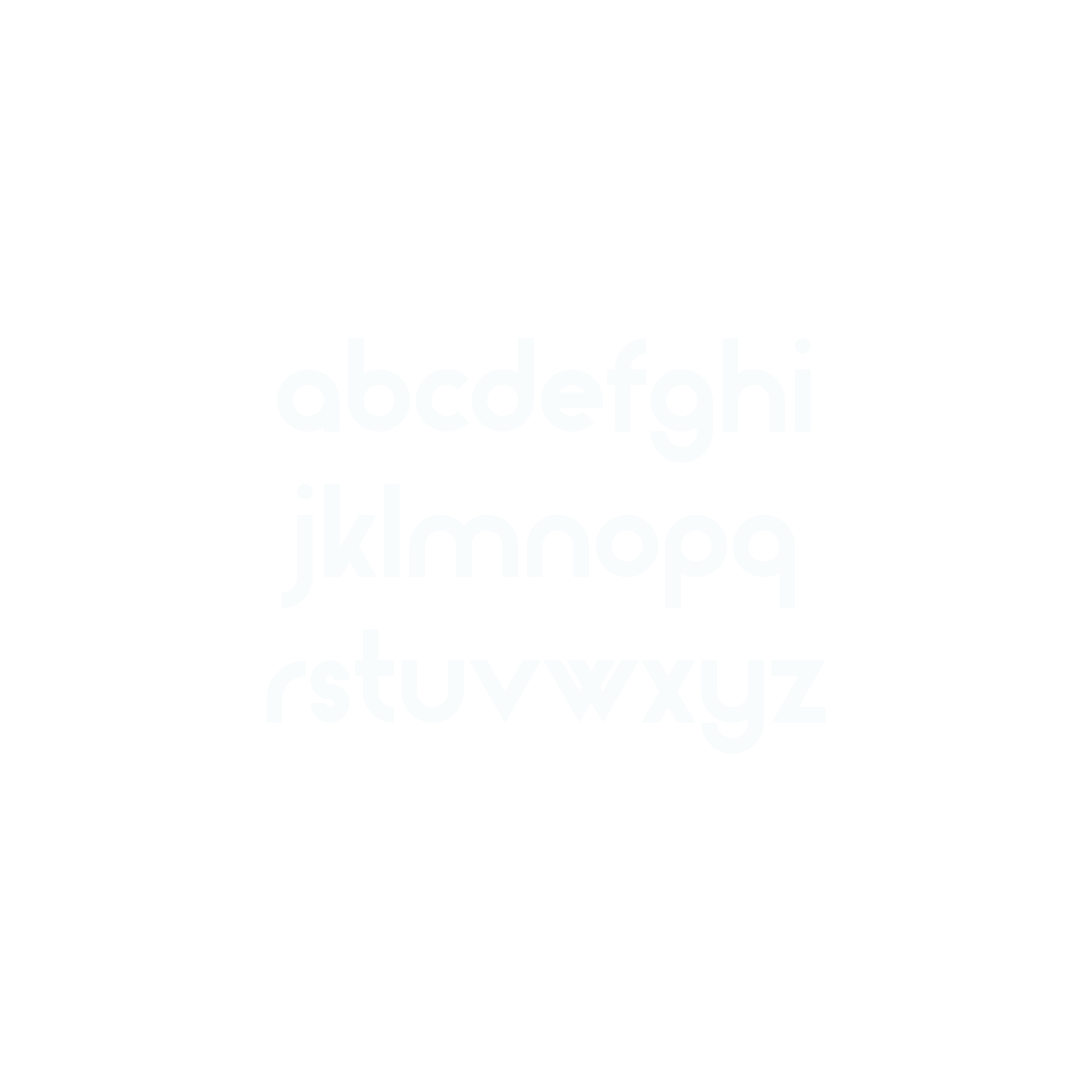 An image showcasing the lowercase characters of the English letters in the Geomatrica font.