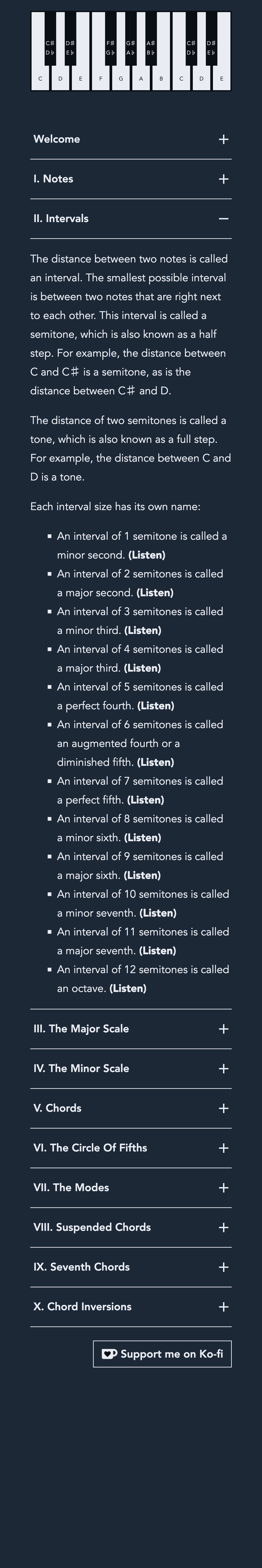 An image displaying a screenshot of the interactive music theory guide on a mobile screen.