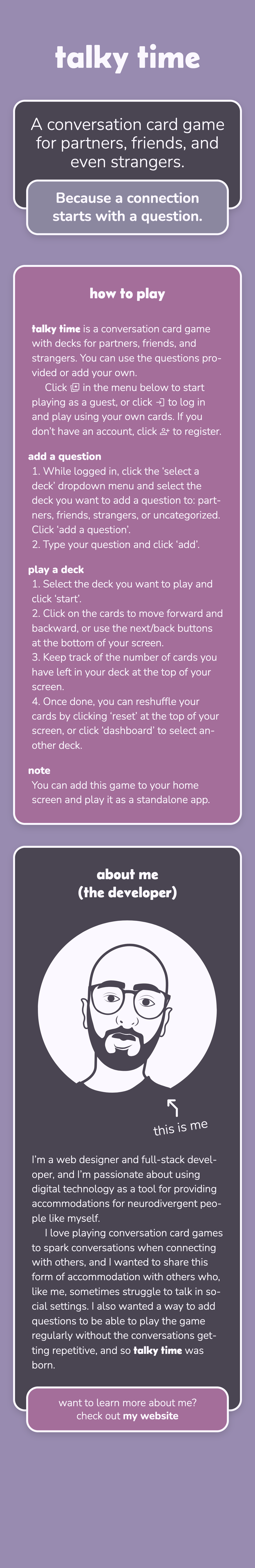An image displaying a screenshot of the Talky Time web app on a mobile screen.